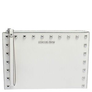 Michael Kors White Saffiano Leather XL NWT XL 6"x10" White Wristlet-Item